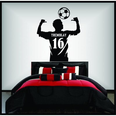 Sticker mural - Dos de joueur de soccer à personnaliser